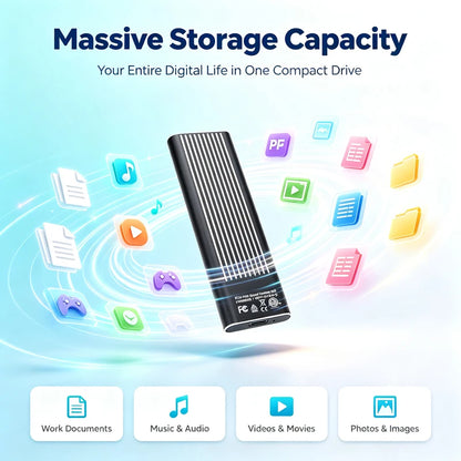 Mini Portable SSD 12TB High‑speed Authentic High‑performance for Desktop PC Mac Surveillance Monitoring Video File Data Storage