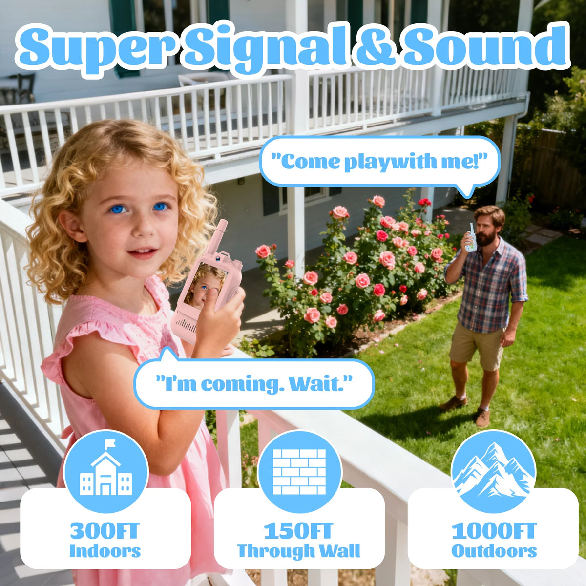 Video Walkie Talkies for Kids 1080P HD 2 Pack Rechargeable Toddler Toys for Outdoor Camping Travel Birthday Gfits