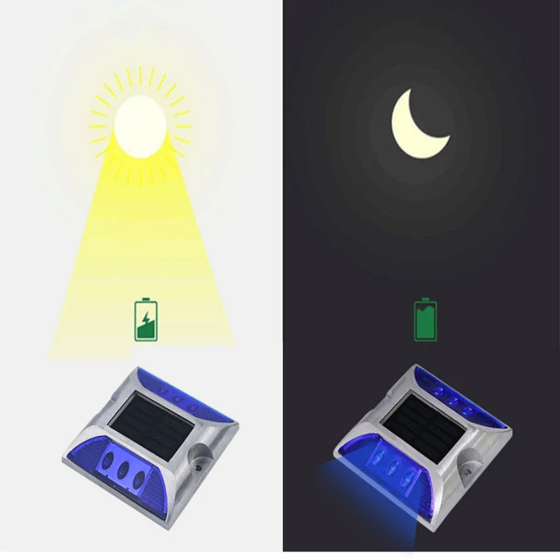 LED Solar Power Ground Marker Lights Waterproof Driveway Road Highway Spike Lamp Outdoor Garden Flash Warning Pathway Light New