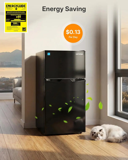 3.1 Cu.Ft Mini Fridge with Freezer, Double Door Small Refrigerator, Adjustable Thermostat, Energy Star Certified Low, Custom