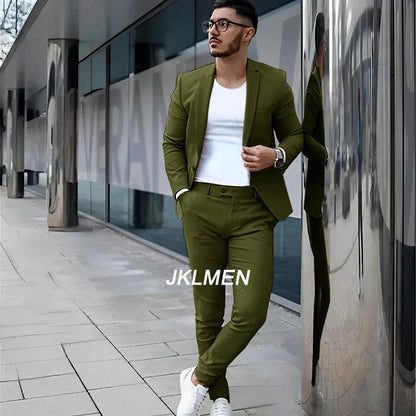 Gray Men's Suit 2 Piece Suit Summer Casual Jacket Pants Formal Wedding Tuxedo Groom Clothes Custom Color Blazer XS-5XL