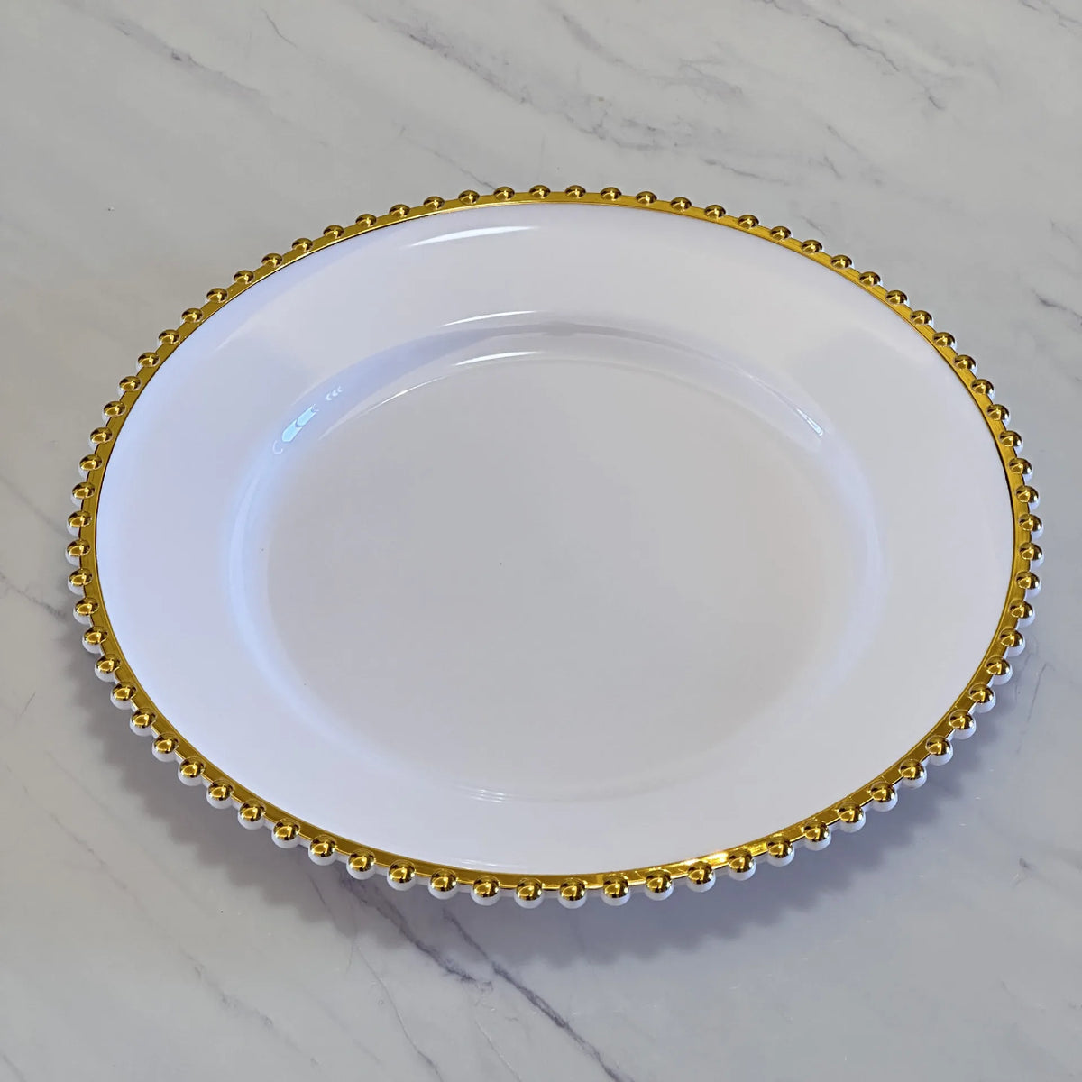 Nordic Style Plastic Steak Plate Gold Rimmed Fruit Salad round Dish Western Dinner Party Dinnerware Plate Decorative