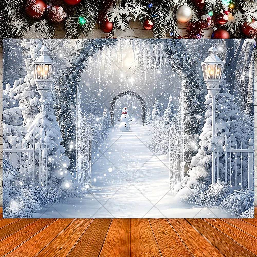 Winter Christmas Candy Vine Arch Theme Banner Background, Children's Birthday Party, Home Decoration Photography Backdrop Cloth