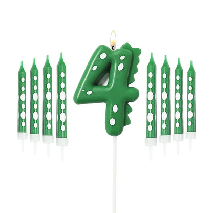 New Green Dinosaur Candle Point Pencil Candles Combination Set 0-9 Number Birthday Candles Party Anniversary Cake Decoration
