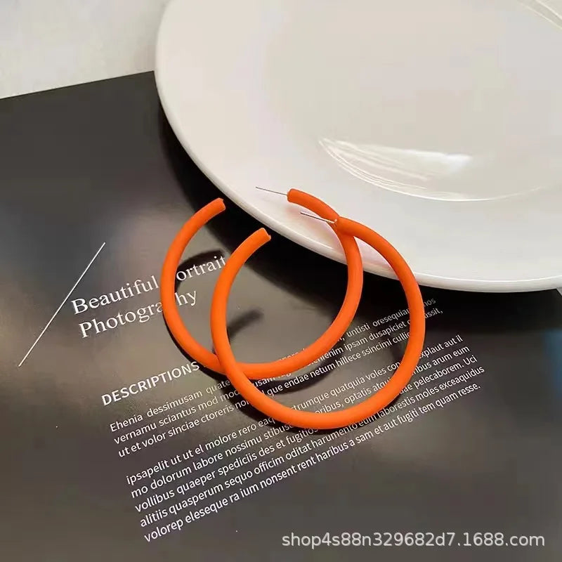 Simple Big Round Star Heart Hoop Earrings For Women Geometric Plastic Exaggerated Earring Hyperbole Trendy Ring Earrings Jewelry