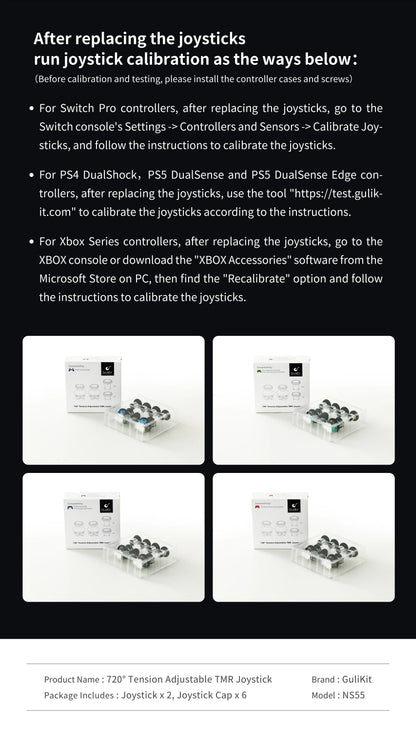 GuliKit 720° Tension Adjustable TMR Joystick for PS4 PS5 Edge Gamepad for Switch Pro Xbox Series Controller Game Accessories