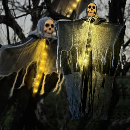 1pcs Halloween Glowing Skull Skeleton Gauze Hanging Ghost Home Outdoor Garden Decoration Halloween Party Horror Ghost Props 2026