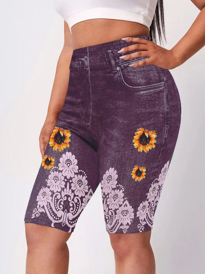Jeans Look Leggings Women High Waist Plus Size Skinny Shorts Super Elastic Cool Summer Jogging Pants