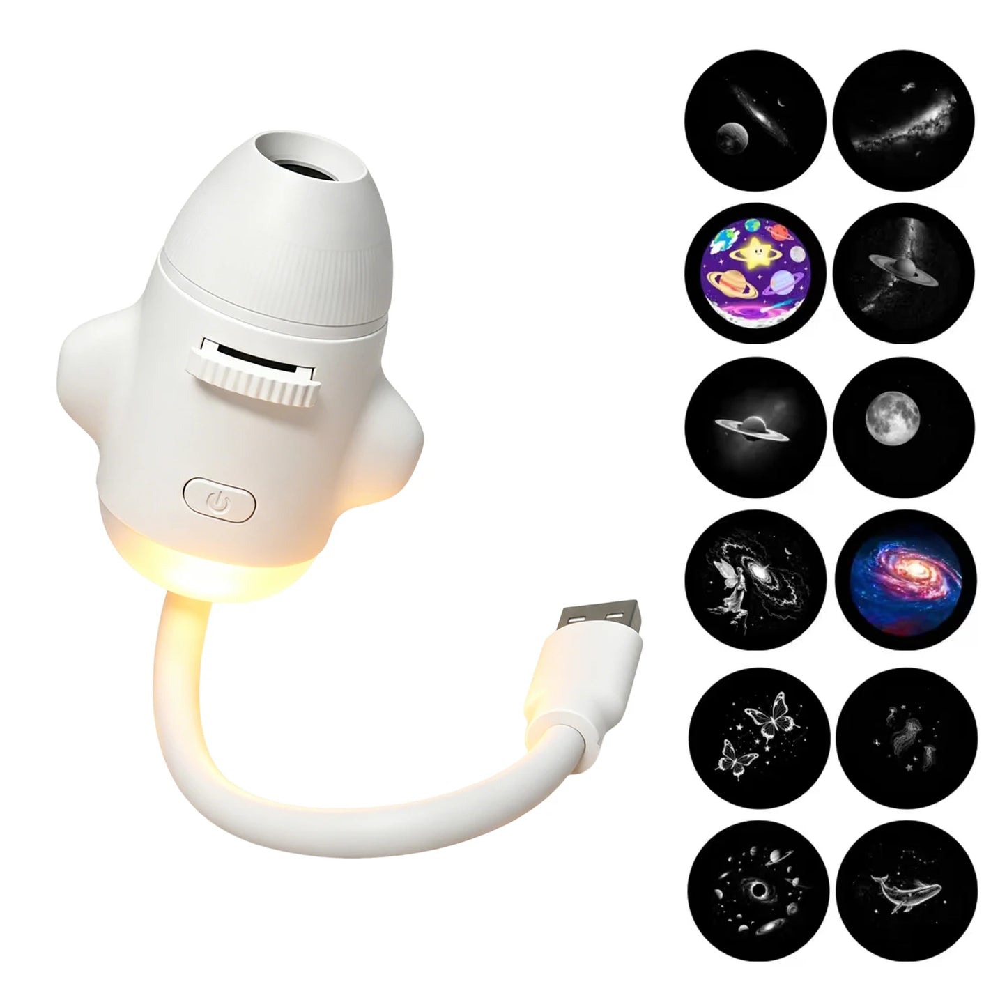 2-in-1 Rocket Galaxy Projection Light Adjustable Focus Ambient Star Projector Lights Car Projection Lamp Space Moon Night Light