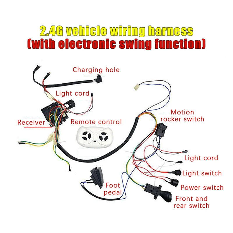 //Children Electric Car DIY Modified Wires And Switch Kit With 2.4G Bluetooth RC And Controller For Baby Electric Car Self-made