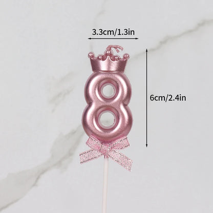 3D Candle Pink Birthday Number Candle Girl Happy Birthday Cake Topper Baking Celebration Memorial Anniversary Party Decor