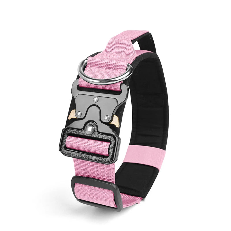 Adjustable Tactical Dog Collar with Metal Buckle Outdoor Walking Training Durable Nylon Collars for Medium Big Dogs Pet Supplies