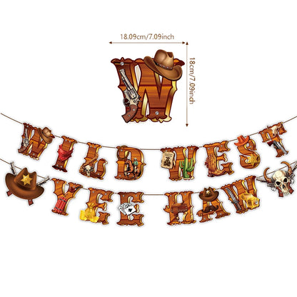 Western Party Decorations Cowboy Banner Pennant Wild West Cowboy Hanging Garland Baby Shower Western Birthday Party Supplies