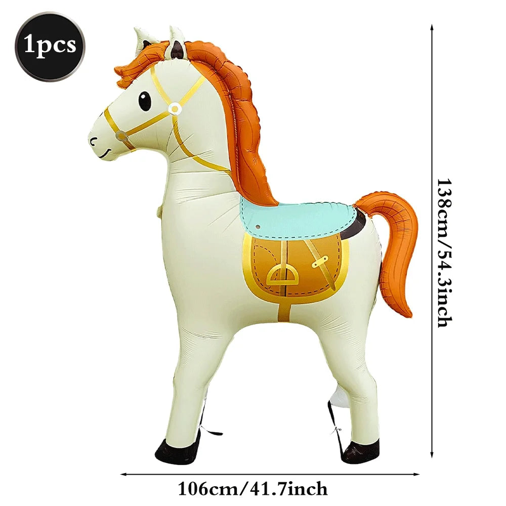 Giant Horse Standing Balloon Oversize Brown Horse for Western Cowboy Rodeo Themed Birthday Party Baby Shower Decoration Supplies