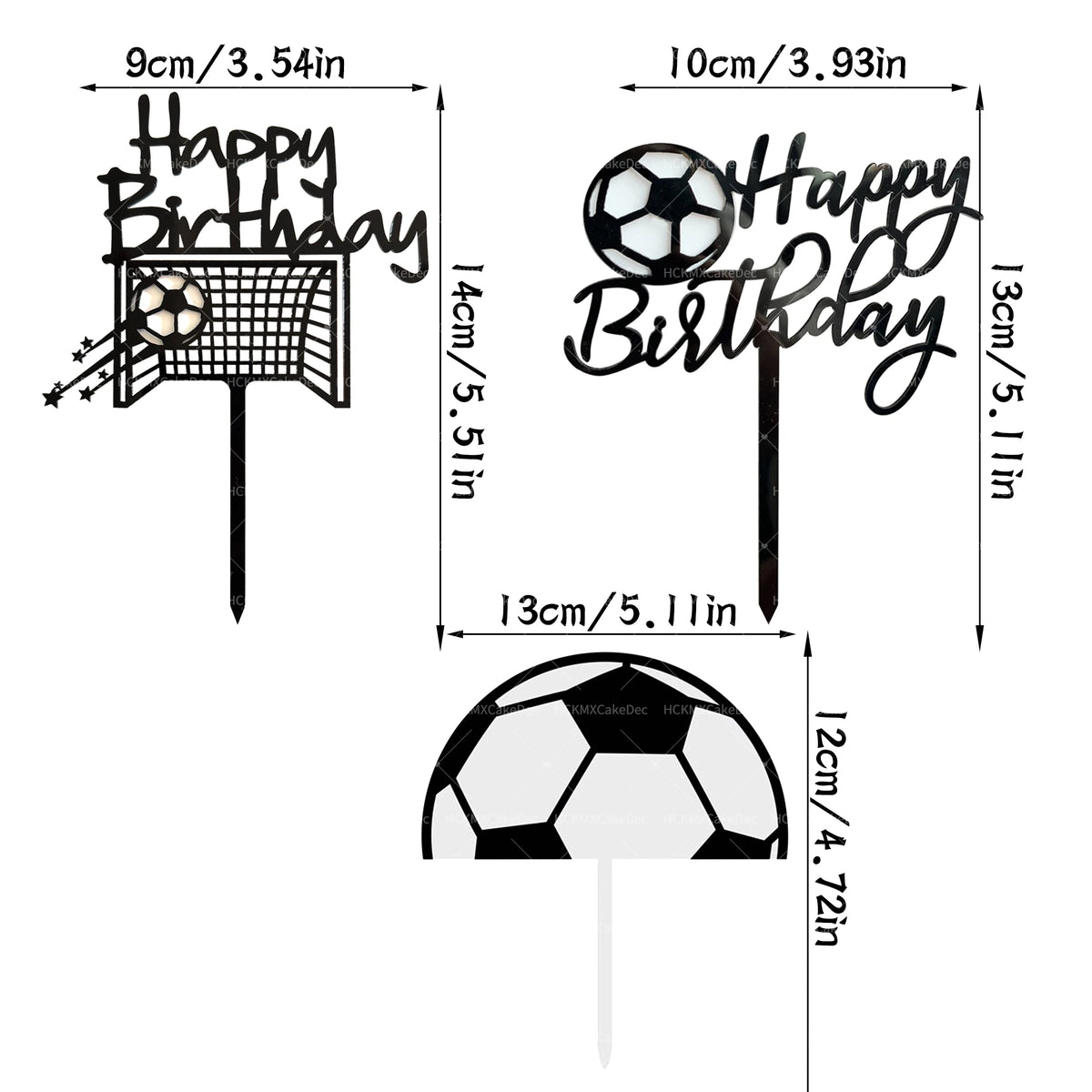 Soccer Themed Happy Birthday Cake Topper Set Acrylic Football Goal Soccer Ball Cake for Birthday Sports Party Decor Supplies