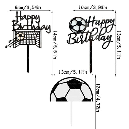 Soccer Themed Happy Birthday Cake Topper Set Acrylic Football Goal Soccer Ball Cake for Birthday Sports Party Decor Supplies