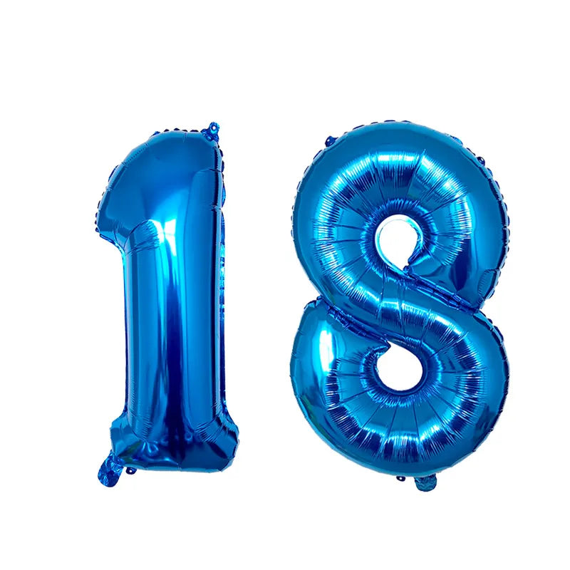 2Pcs 32 Inch Gold Silver Black Blue Red Helium Foil Number Balloon 16 17 18 19 20 21 Happy Birthday Party Decoration Supplies