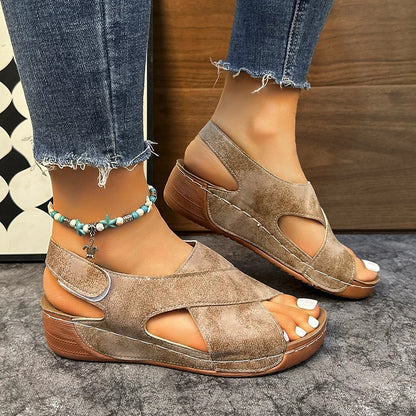 Women's Sandals Soft Heels Sandals Women Peep Toe Summer Shoes Lightweight Wedges Heeled Shoes Woman Footwear Summer Sandals