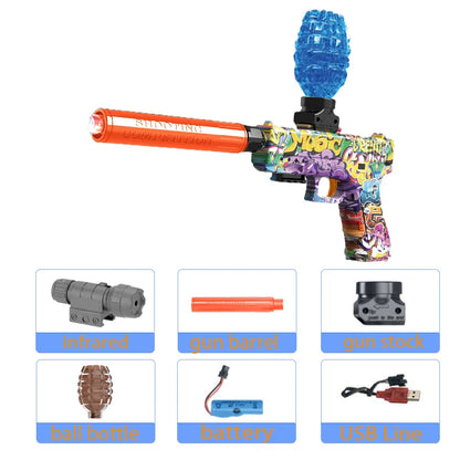 Kids Outdoor Toy Electric Blaster Gun Shooting Bullet Pistols Summer Play Water Shooting Interactive Party Game Children Adult
