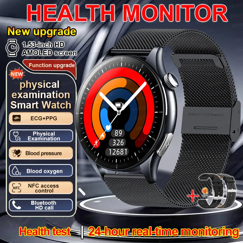 2026 New Smart Watch NFC ECG+PPG Blood oxygen Uric Acid Blood Pressure Sapphire Smartwatch Men For Android iOS Smart watch men