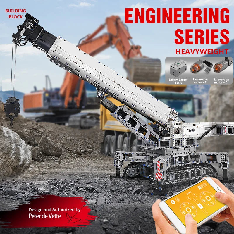 Mould King 17002 Technical Car Toys The MOC-10123 RC Motorized Crane Liebherred LTR 11200 Truck Model Building Blocks Kids Gifts