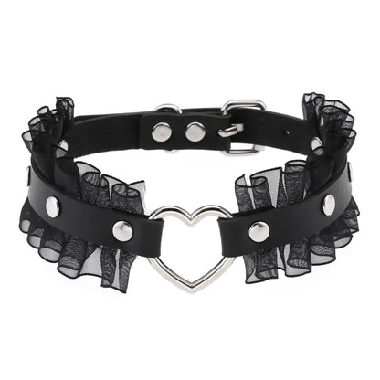 DIEZI Vintage Sweet Cool Hip Hop Rivet Choker Necklace Harajuku Gothic Club Black PU Leather Collar Torques Necklace Jewelry