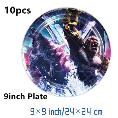 Monster Godzillaed Vs King Konged Happy Birthday Decoration Party Supplies Balloons Banner Backdrop Cake Topper Cup Plate Napkin