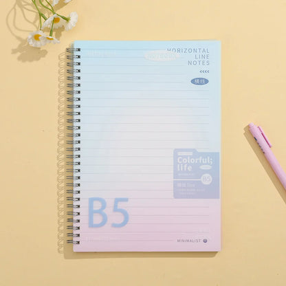 Gradient Spiral Notebook A5 B5 Pastel PP Cover Grid/Lined/Blank Pages 70GSM Paper Aesthetic Stationery for School Office Journal