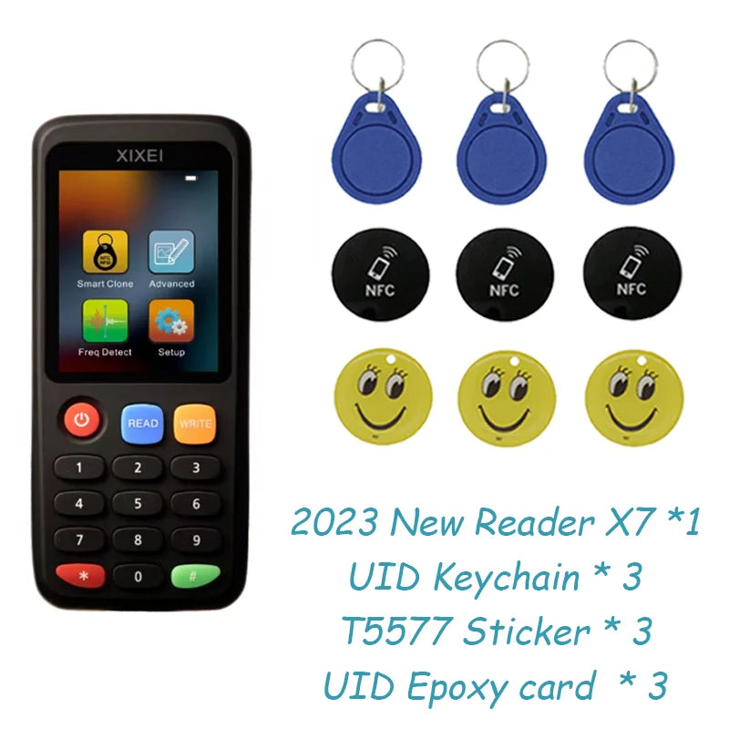 X7 RFID Smart Chip Reader IC ID Token Clone Copier 125Khz Badge Writer 13.56Mhz Tag Duplicator NFC Key Ntag215 Programmer
