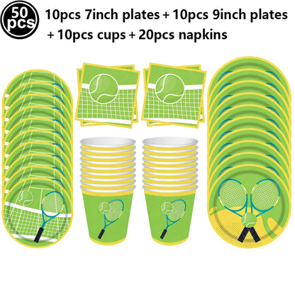 Tennis Cake Topper Happy Birthday Sign Cake Decorations Boy Man Tennis Racket Ball Player Sport Theme Birthday Party Supplies