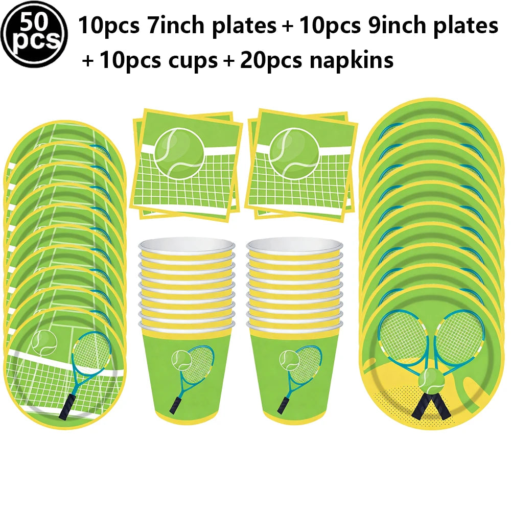 Tennis Cake Topper Happy Birthday Sign Cake Decorations Boy Man Tennis Racket Ball Player Sport Theme Birthday Party Supplies