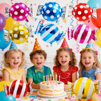 4Pcs Colorful Candy Foil Balloons Children's Birthday Party Decoration Striped Polka Dots Balloon Kids Baby Shower Christmas