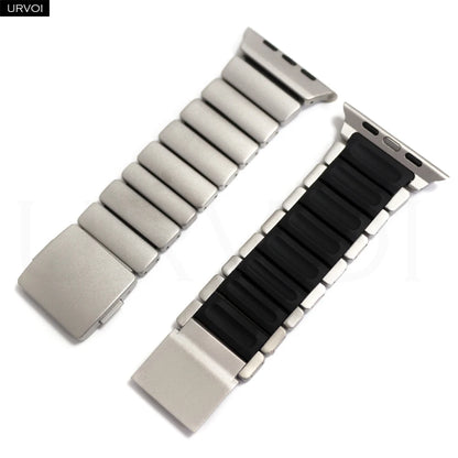 URVOI Stratos Band for Apple Watch Ultra 3 2 Series 11 10 9 8 SE3 Titanium Silicone Strap Magnet Clasp Bracelet DLC Coating 49mm