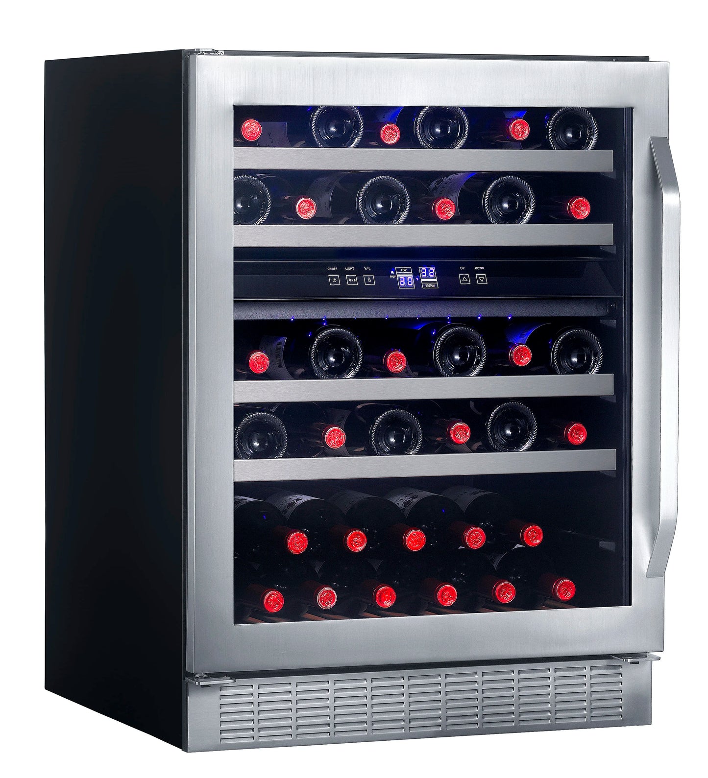 Airo NSX OEM JG45H 45 Bottles Stainless Steel Built-In Electric Compressor Wine Cooler Dual-Zone Electronic Temperature Control