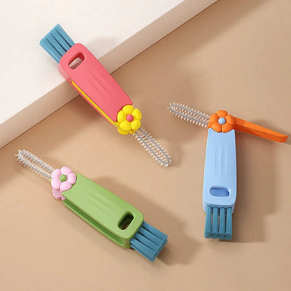 Flower Petal Three-Piece Cup Lid Brush, Water Bottle Gap Straw Cleaner, Cup Lid Gap Cleaning Brush, Cup Cleaning Tool