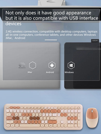 110-key color wireless keyboard and mouse set, with noise-reducing silent keys, suitable for laptops and desktop computers