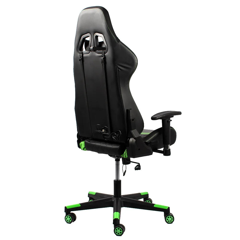 Ergonomic Gaming Chair With Massage Function and Rgb Lights Adjustable Height Recliner With Footrest Headrest for Gamers