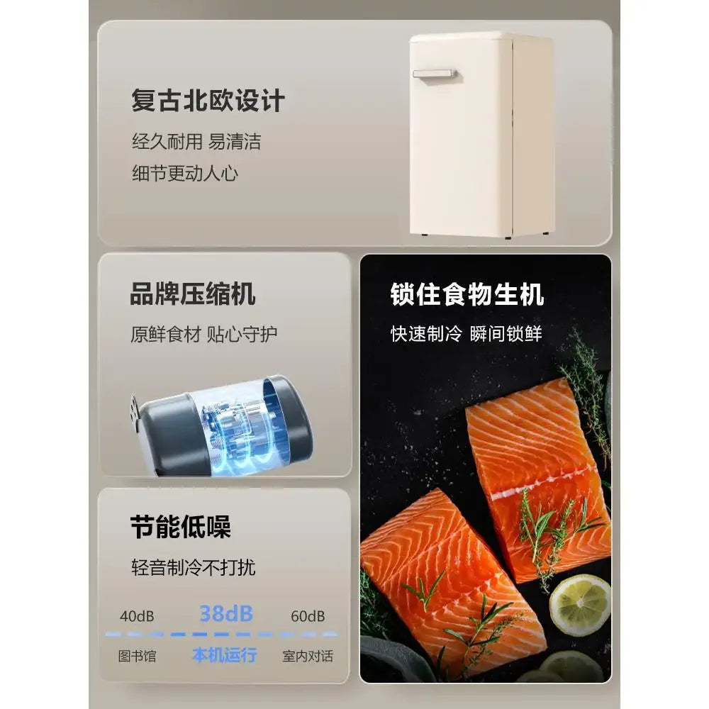 Chigo orange retro single door refrigerator, small medium family kitchen, refrigerator