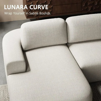 L-Shaped Sectional Sofa with Chaise, No Assembly, Ivory Beige Bouclé-Style Upholstery for Living Room