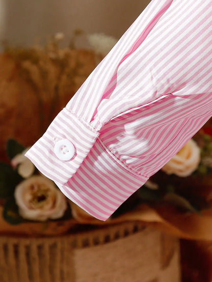 Two-piece baby girl embroidered vest and striped long-sleeved shirt dress for daily casual wear, versatile for spring and summer