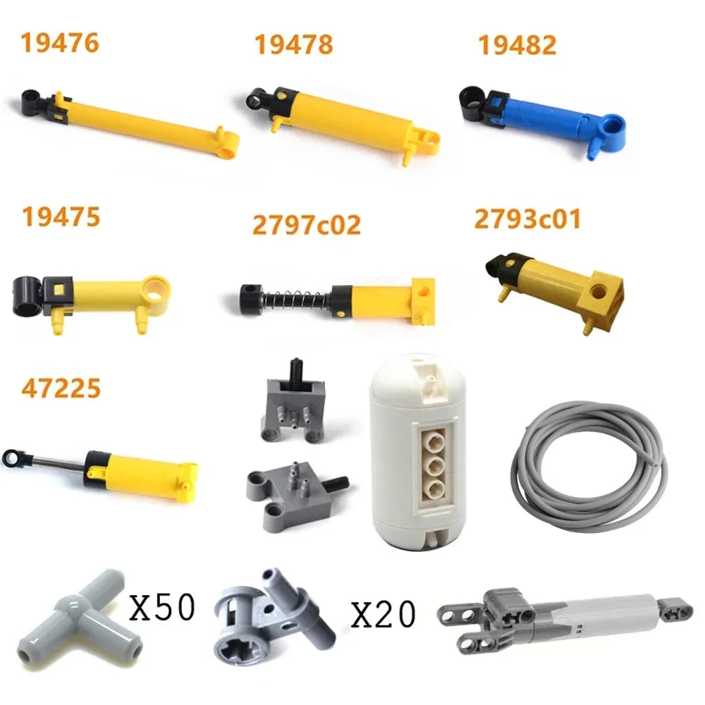 MOC Technical Hose Air Pump Tank Push Rod Putter Switch Piston Compatible With legoeds Pneumatic Parts 9641 42043 47225 61904