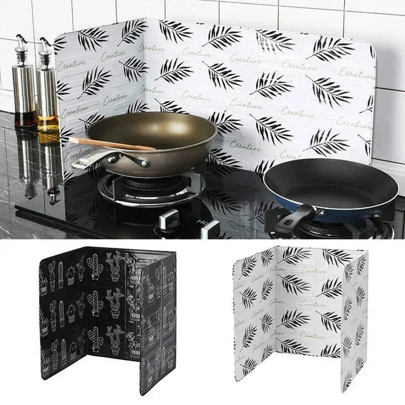 Oil Splash Shield Plate Frying Oil Foldable Kitchen Cooking Splashing Protection Gas Stove Oil Removal Rust Guard Against Stove