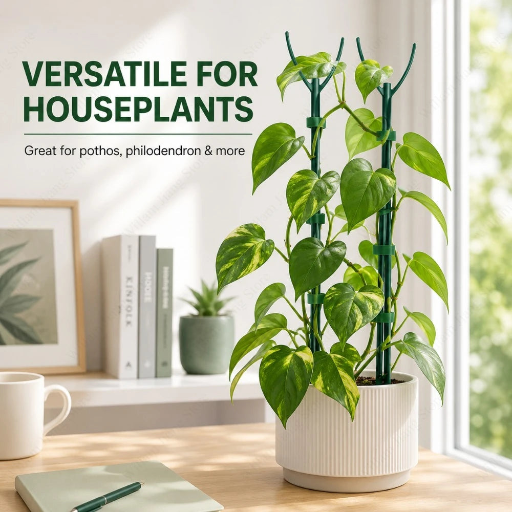 Climbing Plant Support Stakes Stackable Tall Poles with Ties Durable Plant Stem Holder for Indoor Outdoor Balcony Gardening