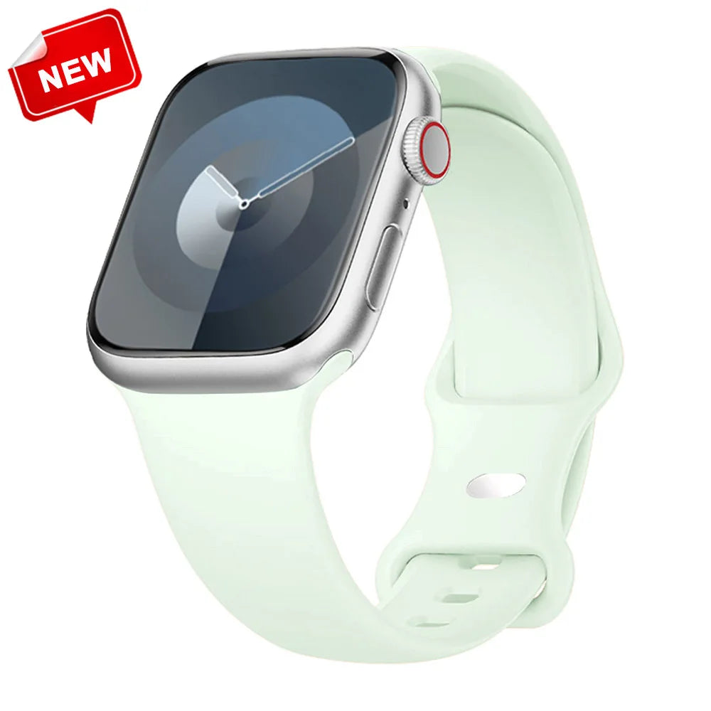 Silicone Strap For Apple Watch Bands 40mm 44mm 46mm 45mm 41mm 49mm 42 Correa Bracelet iWatch series ultra3 2 7 8 9 se 10 11 band
