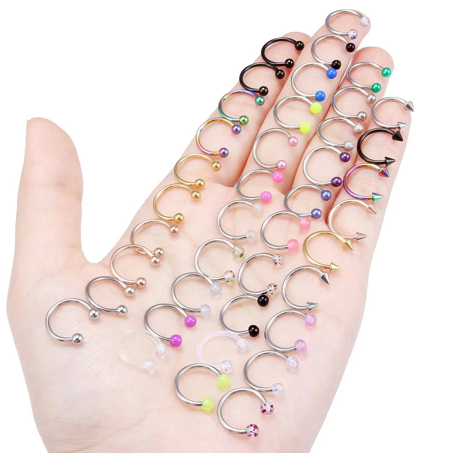 31 Styles 16G Surgical Steel 1 Pcs Nose Septum Rings Piercing Jewelry Horseshoe Cartilage Earring Eyebrow Lip Retainer 8mm 10mm
