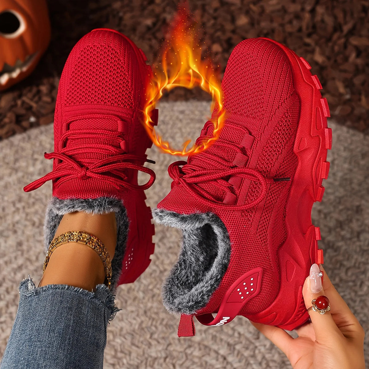 Women's Winter Warm Sports Shoes Non Slip Soles Suitable for Cold Weather Outdoor Walking Sports Shoes Ladies Sneakers