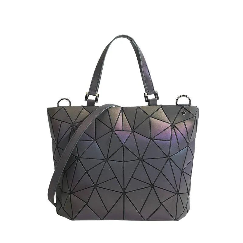 Luminous Spring and Summer New Women's Bag, Geometric Rhombus Bucket Bag, Fashionable and Versatile Handbag, Large Capacity Shoulder Crossbody Bag