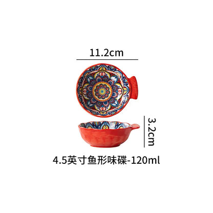 Ceramic Tableware Set Rice Bowl Serving Plate Creative Cutlery Soup Plate Noodle Handle Bowl Sauce Dish Steak Salad Fruit Plate