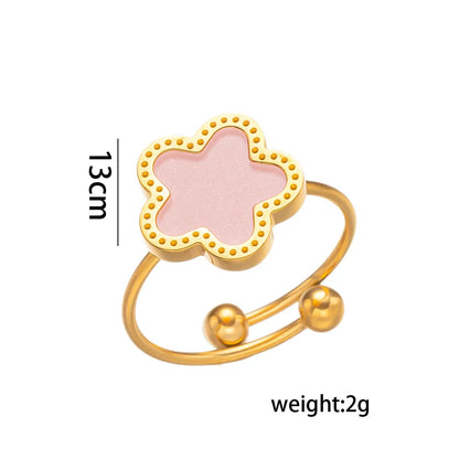 14K Gold Plated Stainless Steel Necklace Woman Five Leaf Petals Double