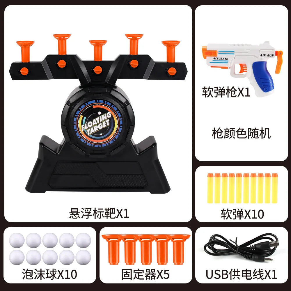 New Electric Floating Ball Shooting Target Toy Set Soft Bullet Pistols Interactive Indoor Outdoor Game Birthday Gift for Kids